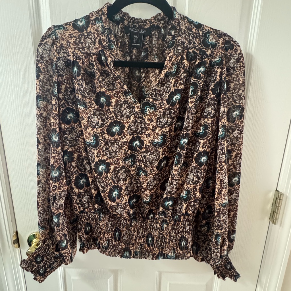 Rachel Zoe Black And Brown Floral Blouse